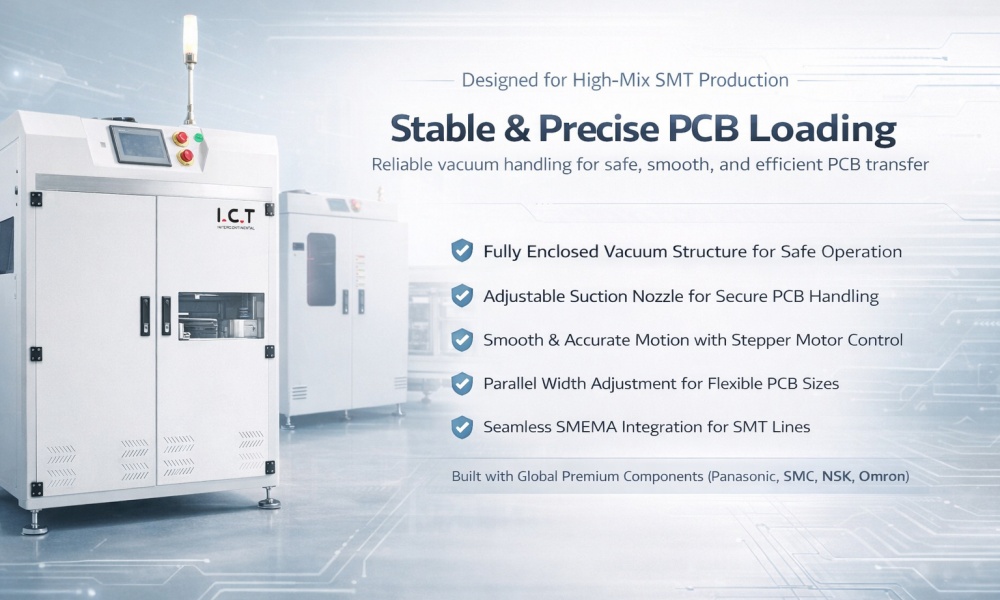 I.C.T PCB Magazine Vacuum Suction Loader ICT PCB Magazin Vákuumszívó rakodó