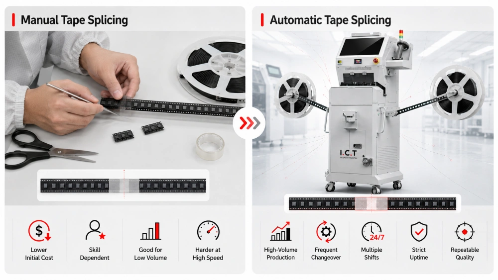 Manu&aacute;lis vs automatikus szalagilleszt&eacute;s Process.webp