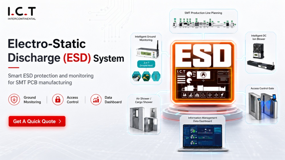 Elektrosztatikus kis&uuml;l&eacute;si (ESD) rendszer az SMT PCB gy&aacute;rt&aacute;sban